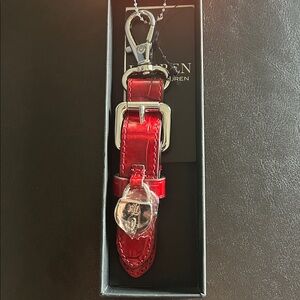 SOLDRalph Lauren Red Leather Keychain with Silver Accents - NWT and Box